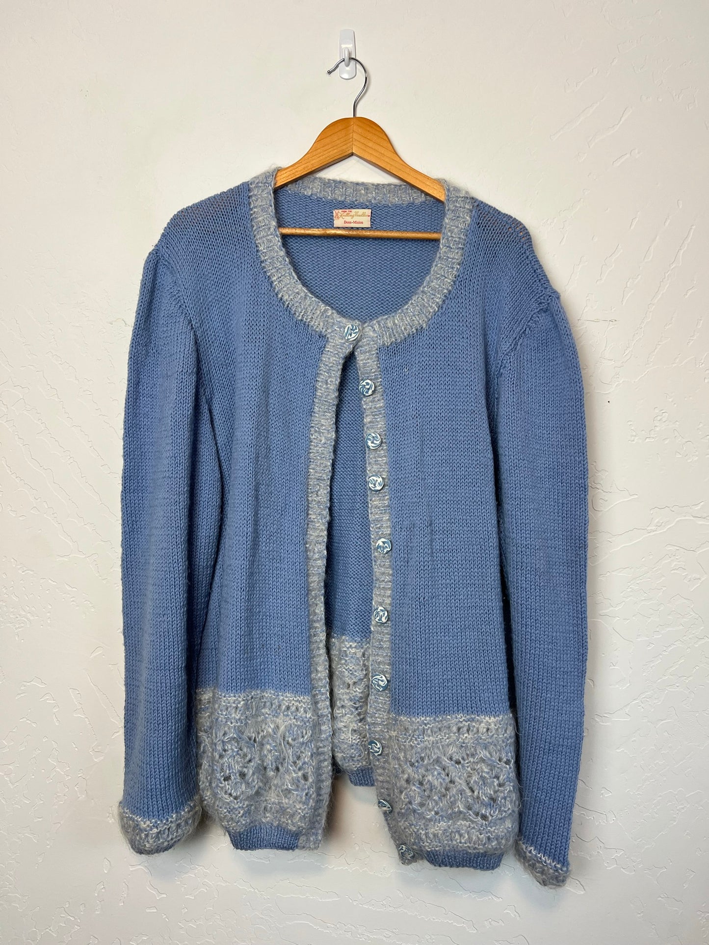 Knitting Needles by Dean-Minion Mohair Trim Cardigan - L