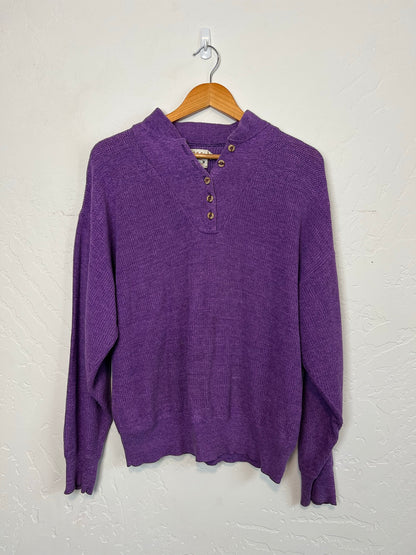 Cabela's Purple Henley Knit Sweater - Size L