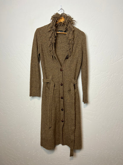 Wet Seal Fringe-Collar Duster Sweater Coat - M