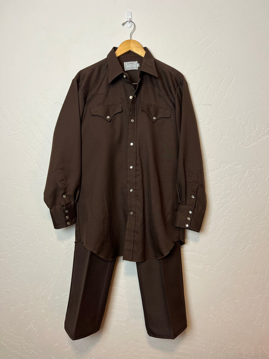 H Bar C California Ranchwear Brown Western Suit - Size 16½ - 33