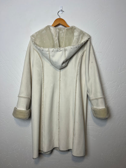 Coldwater Creek Winter White Faux Fur Coat - Size M