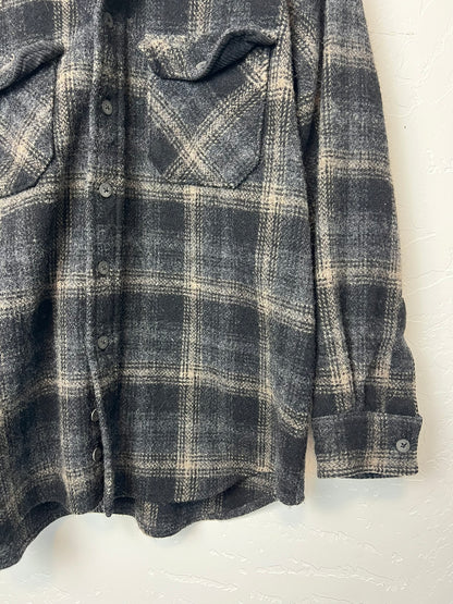 Woolrich Wool Flannel Shirt Charcoal Shadow Plaid - L