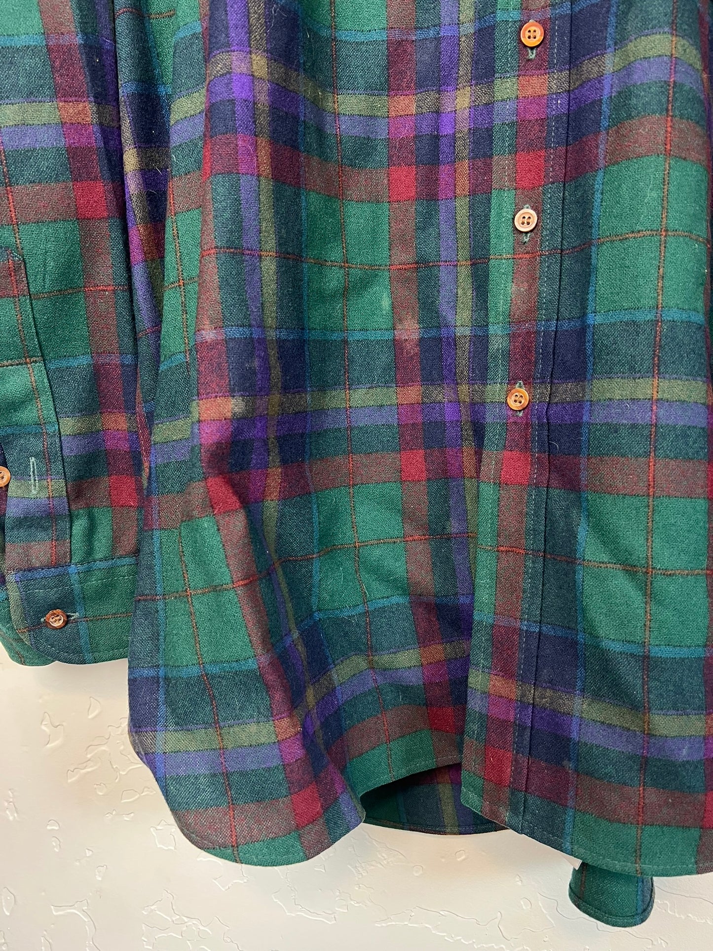 Pendleton Lobo Virgin Wool Plaid in Forest Green and Burgundy - XL