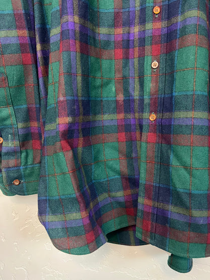 Pendleton Lobo Virgin Wool Plaid in Forest Green and Burgundy - XL