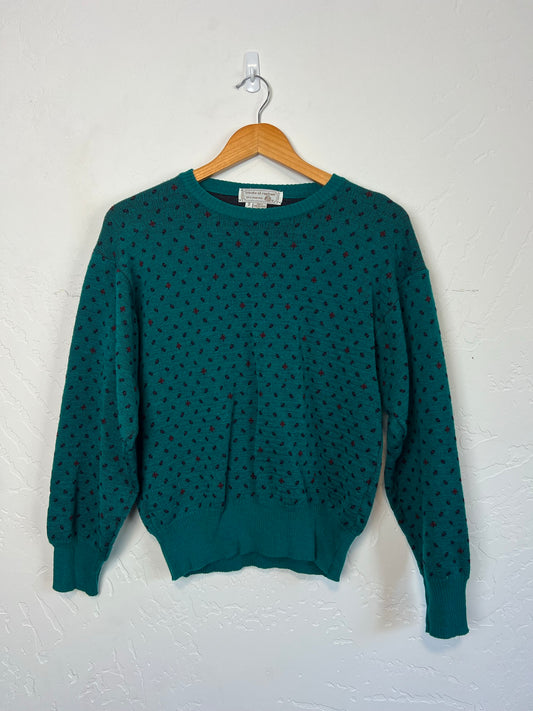 Tricots St. Raphael Teal Polka Dot Wool Sweater - Size S