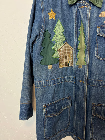Christopher & Banks Mountain Cabin Applique Denim Jacket - Size S