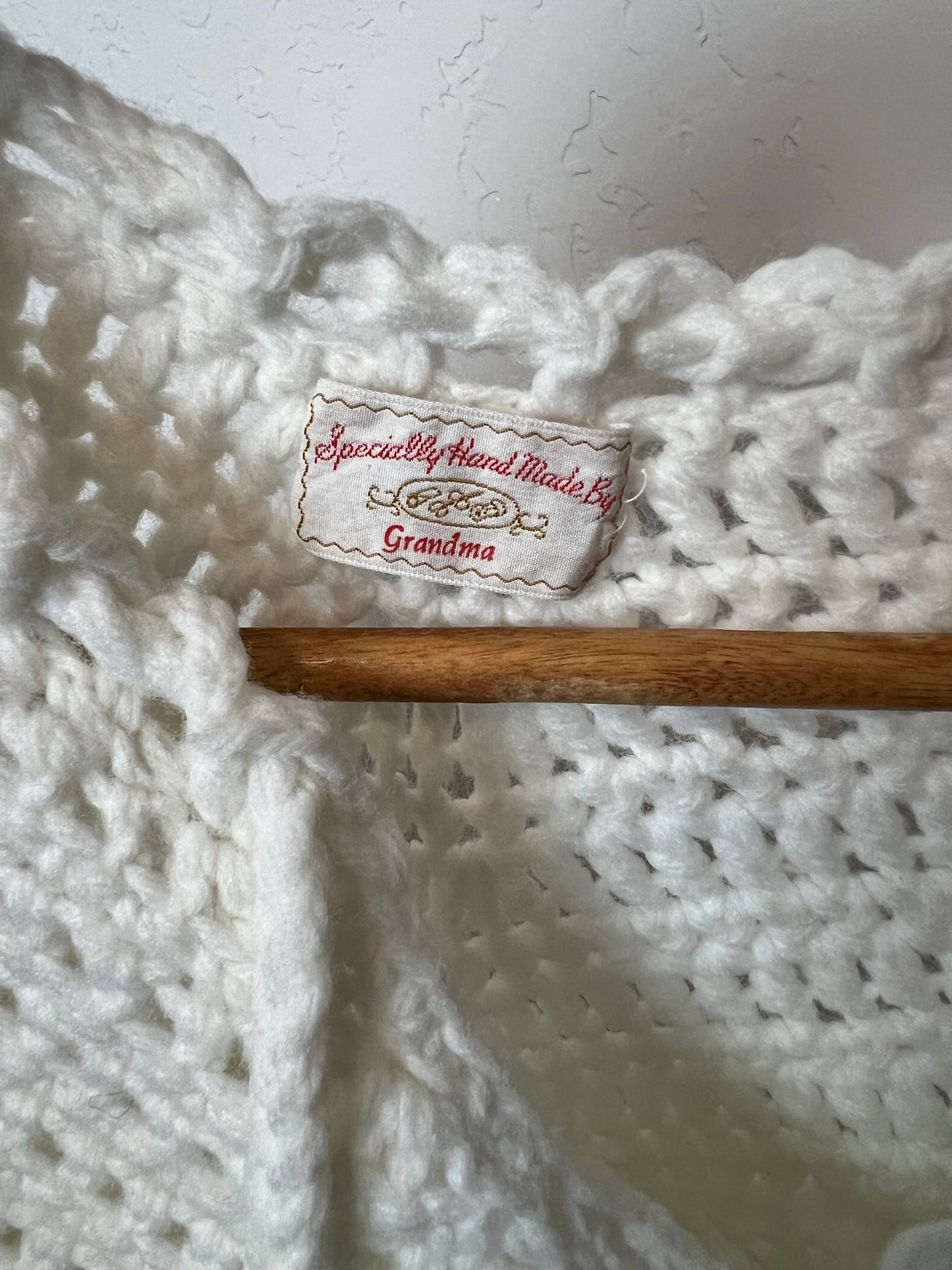 Handmade Cream Crochet Cape Poncho with Fringe