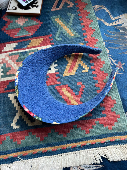 Vintage Maui Floral Sun Visor - Navy Blue Hawaiian Print