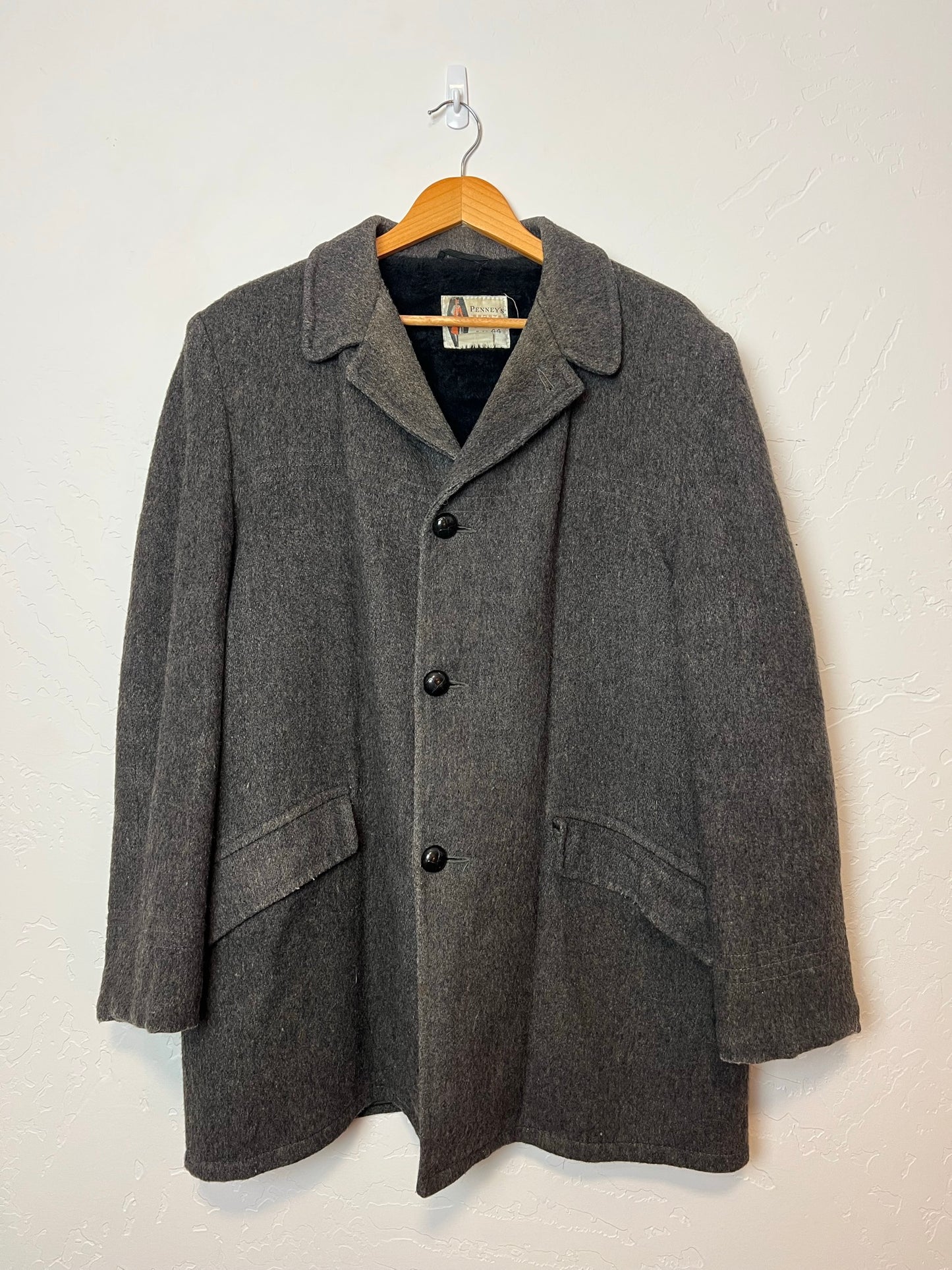 Penney's Sports Outerwear Charcoal Wool Coat - Size 44