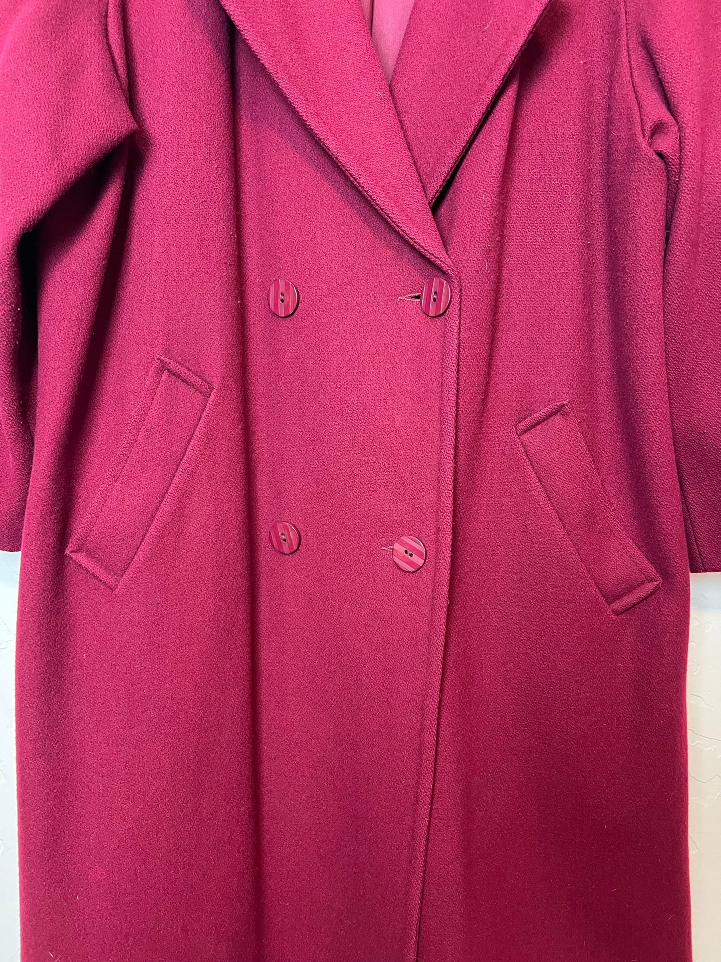Hunter's Run Burgundy Wool Double-Breasted Coat - Size 14p