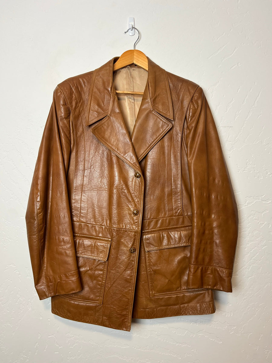 Grais Angel Skin Nappa Leather Tan Jacket - Size 42