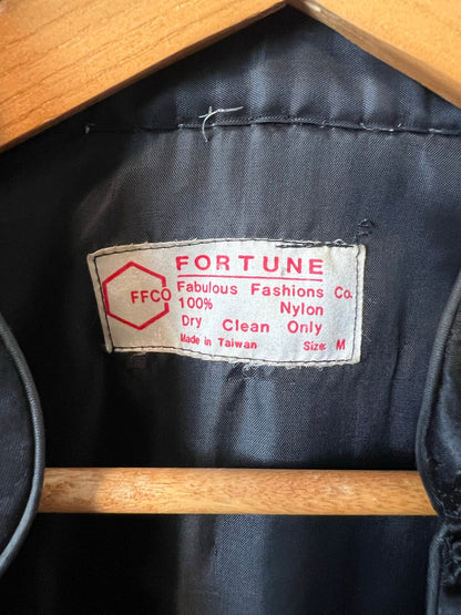 Fortune Black Satin Embroidered Dress Shirt - Size M
