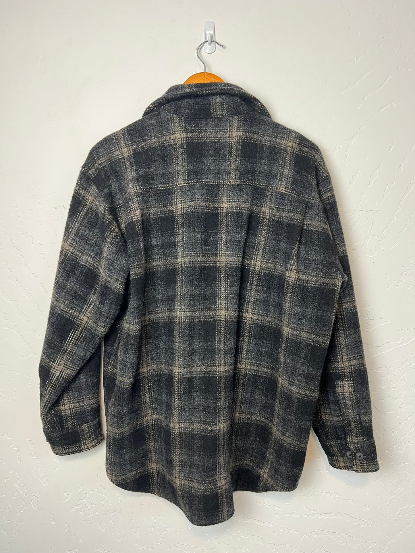 Woolrich Wool Flannel Shirt Charcoal Shadow Plaid - L