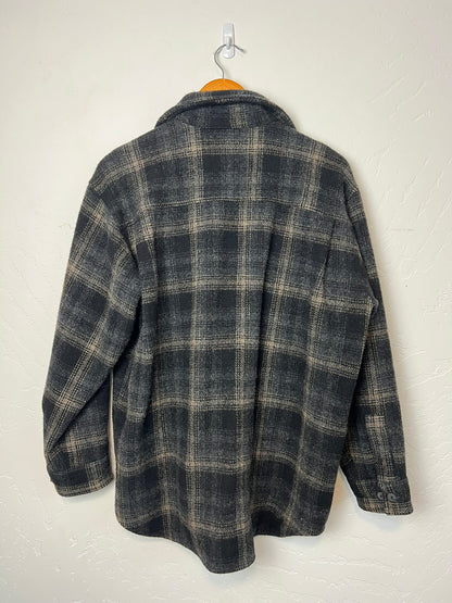 Woolrich Wool Flannel Shirt Charcoal Shadow Plaid - L