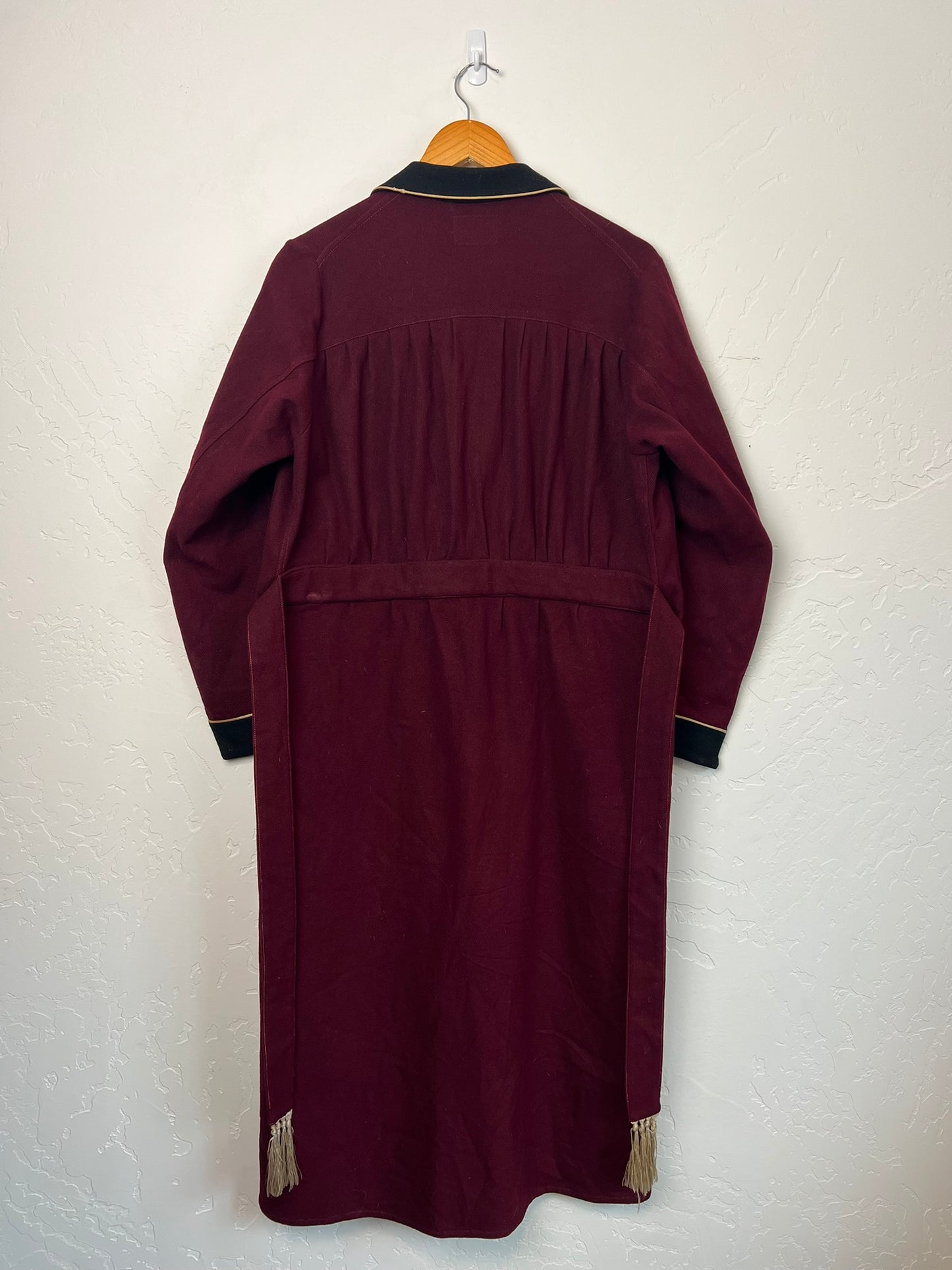 Glover All-Wool Dressing Coat — Burgundy with Black Velvet — L/XL