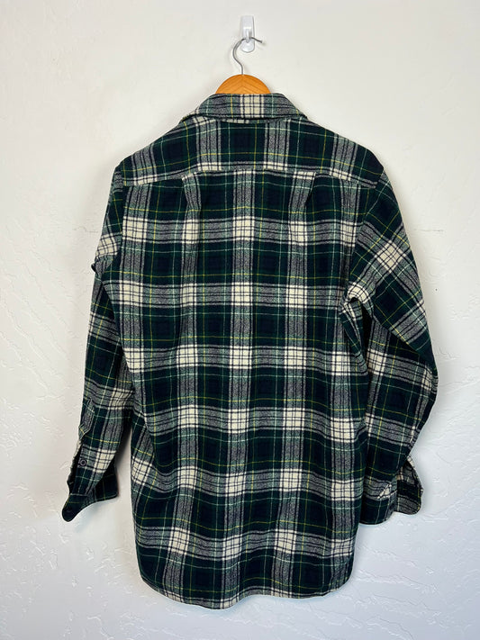 Pendleton Board Shirt Green Plaid Wool - 16
