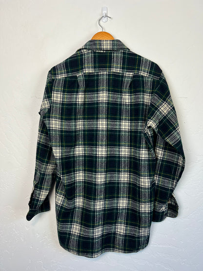 Pendleton Board Shirt Green Plaid Wool - 16