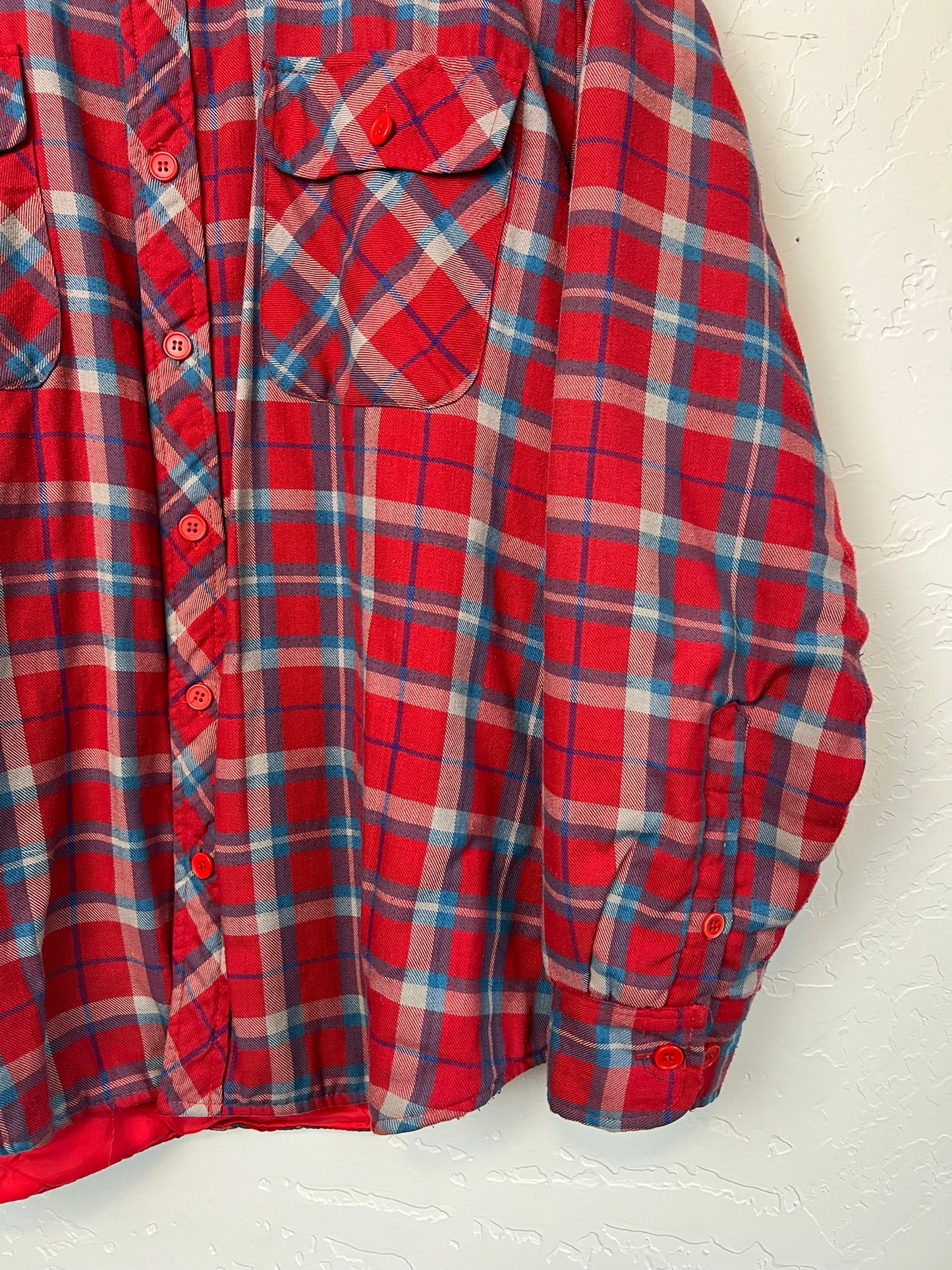 Greatland Sportswear Quilted Flannel Shirt Jacket in Red Plaid - L
