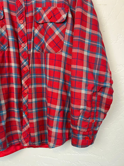 Greatland Sportswear Quilted Flannel Shirt Jacket in Red Plaid - L