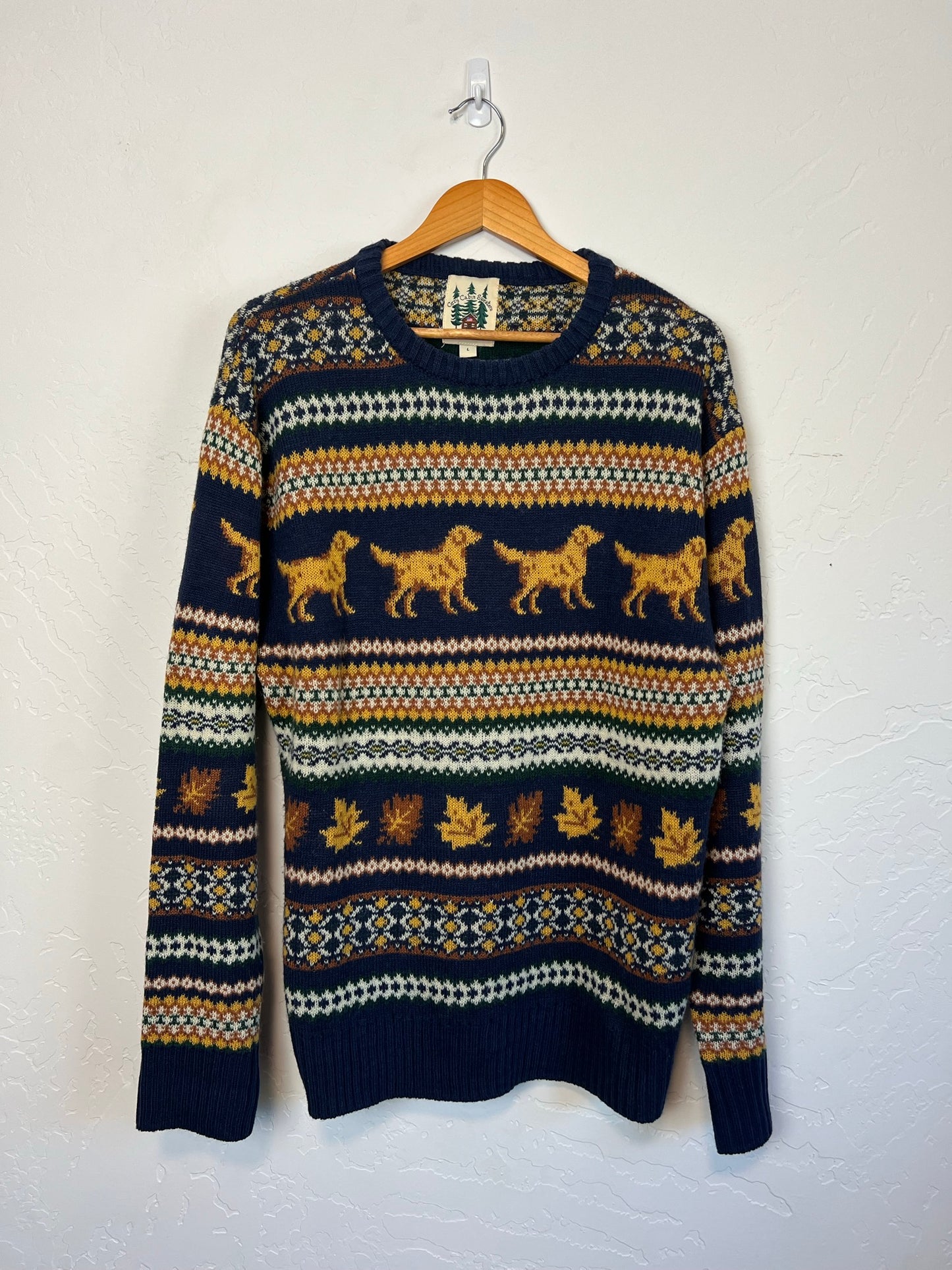 Cozy Cabin Sweaters Fair Isle Cat Sweater - Size L