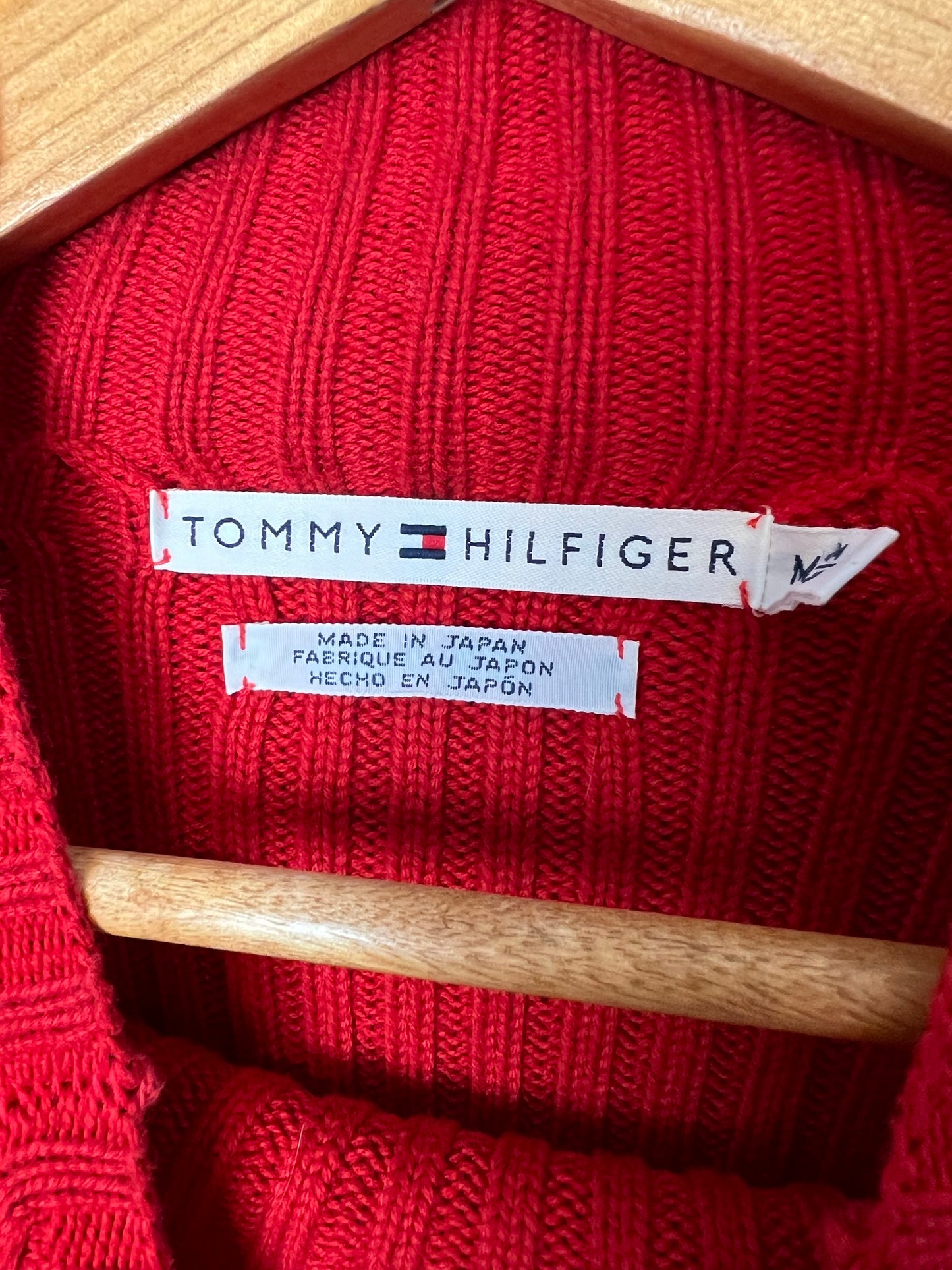 Tommy Hilfiger Red Ribbed Mock Neck Sweater - Size M