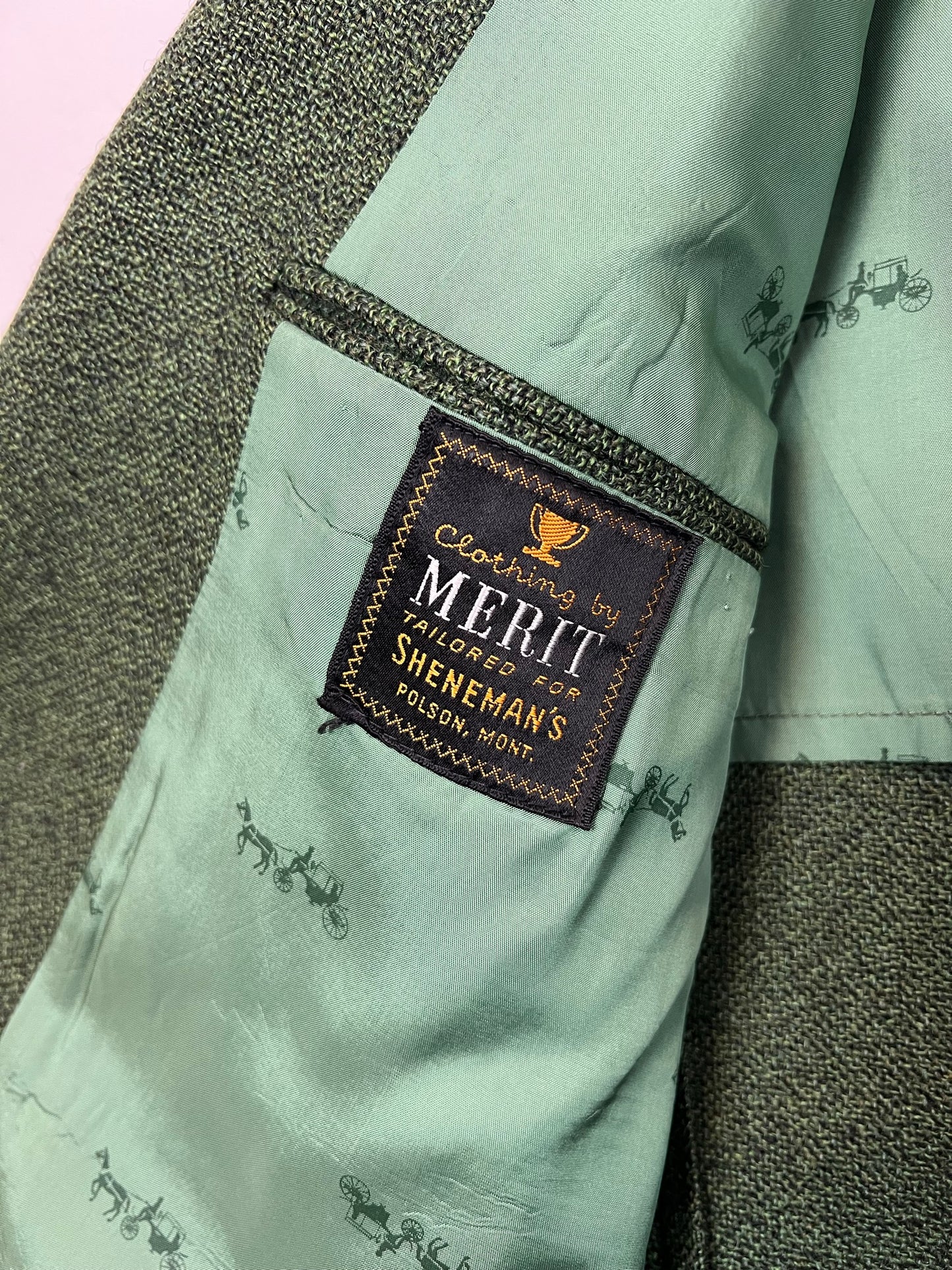 Merit Green Tweed Blazer - Size 42