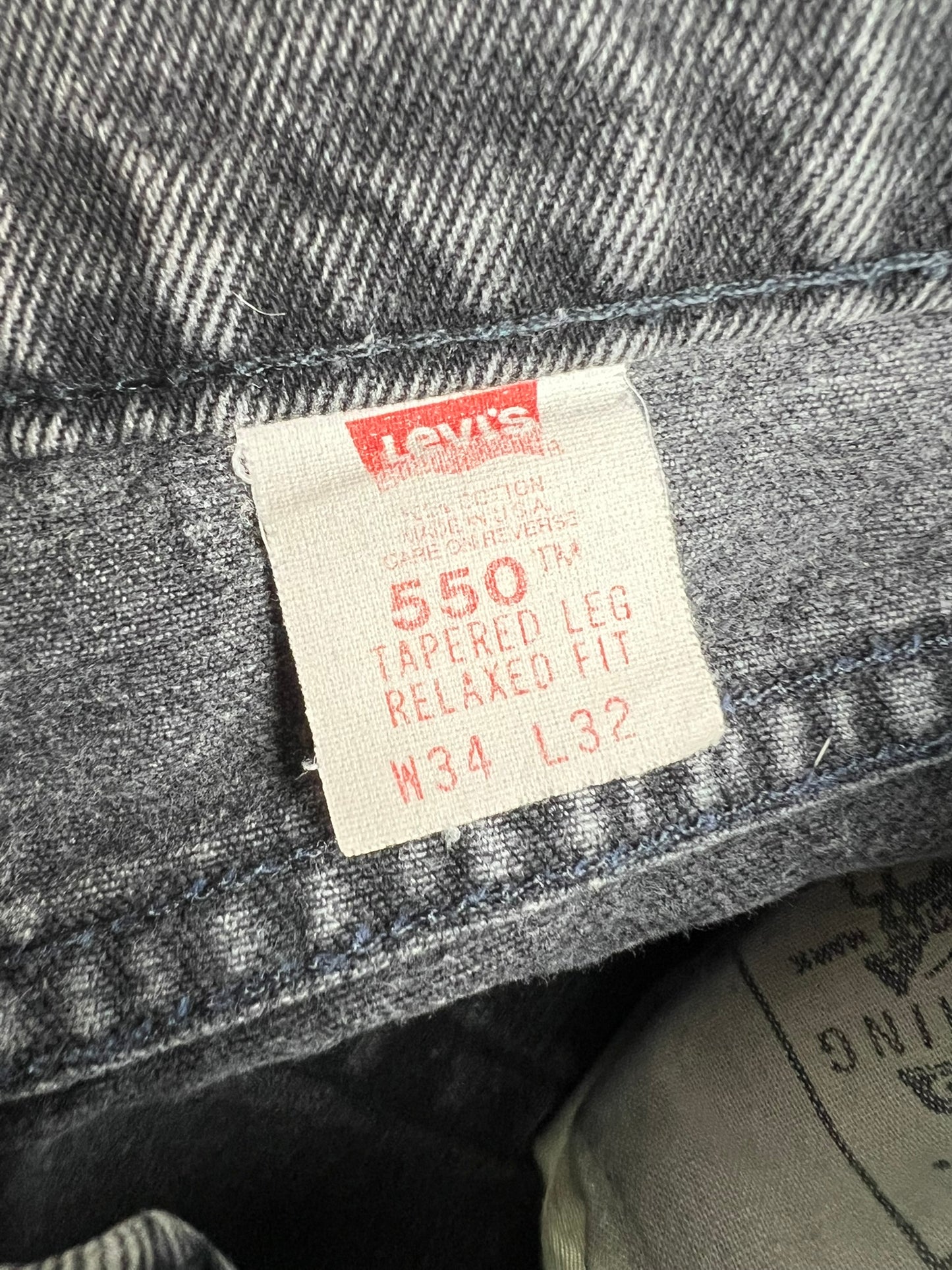 Levi's 550 Faded Black Tapered Jeans USA - W34 L32