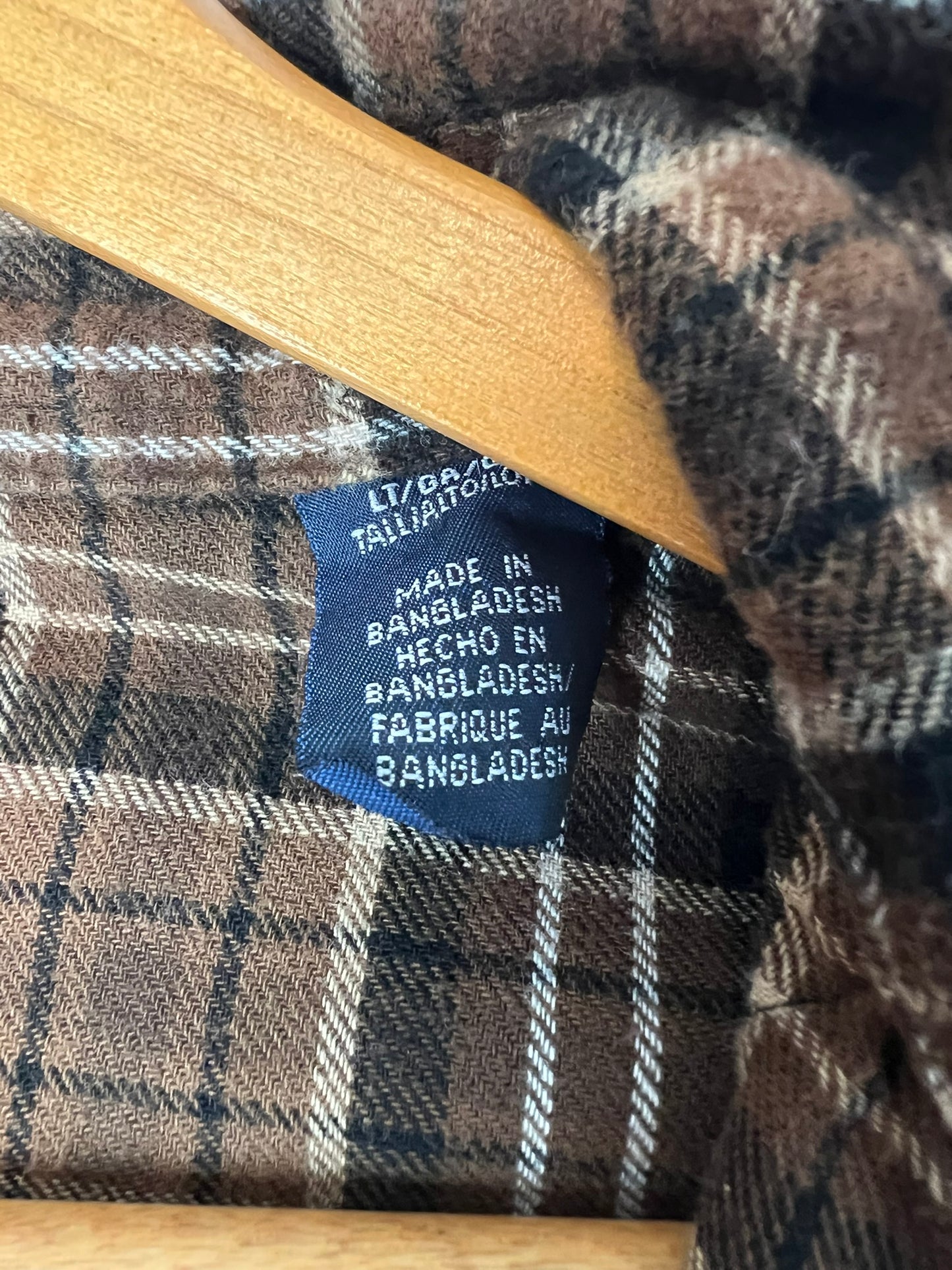 Wrangler Western Flannel Brown Plaid Pearl Snap - LT