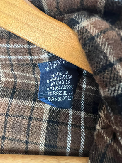 Wrangler Western Flannel Brown Plaid Pearl Snap - LT
