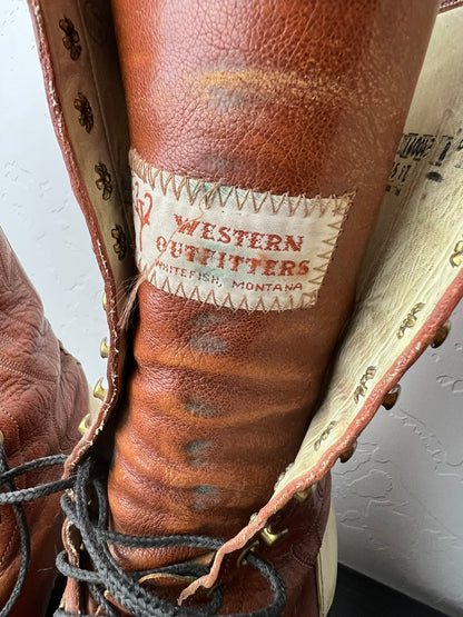 Western Outfitters Packer Boots Tooled - 8 D