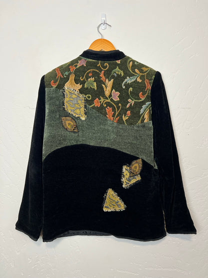 Indigo Moon Velvet Patchwork Art Jacket - L
