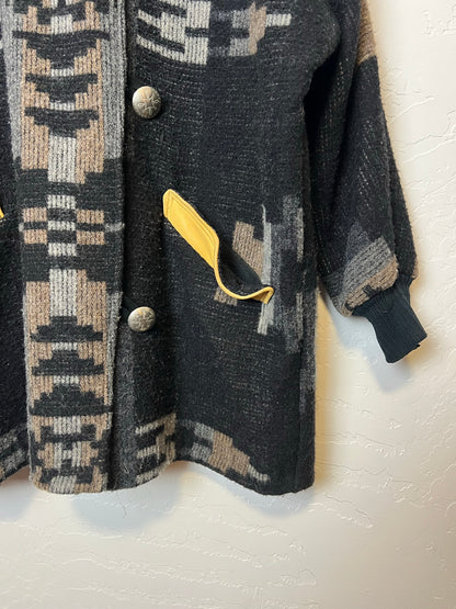 Montana Coat Co. Aztec Wool Blanket Jacket with Leather Trim - Size M