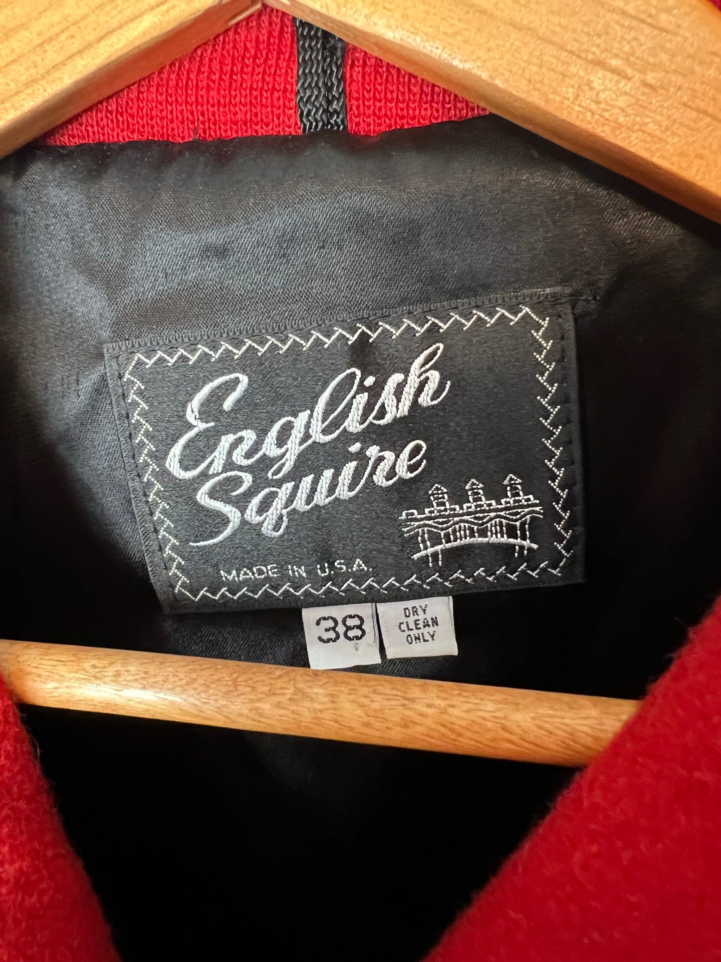 English Squire Red Wool Bomber Jacket - Size 38