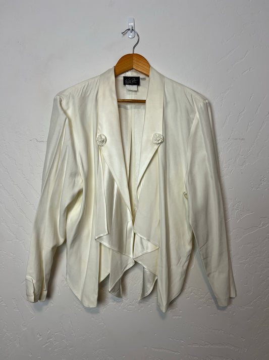 Nicola Rose Ivory Silk Wrap Blouse - Size 16