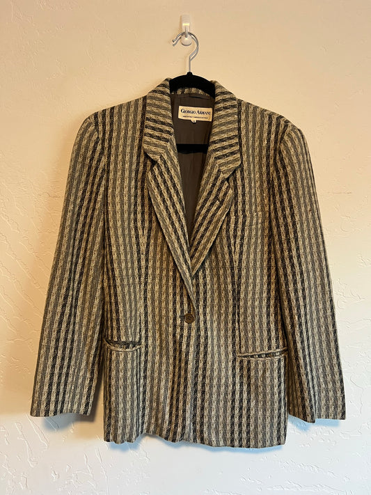 Giorgio Armani Striped Wool Blazer - Size 8