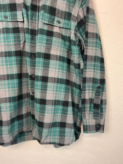 L.L.Bean Chamois Cloth Shirt Teal Plaid - L