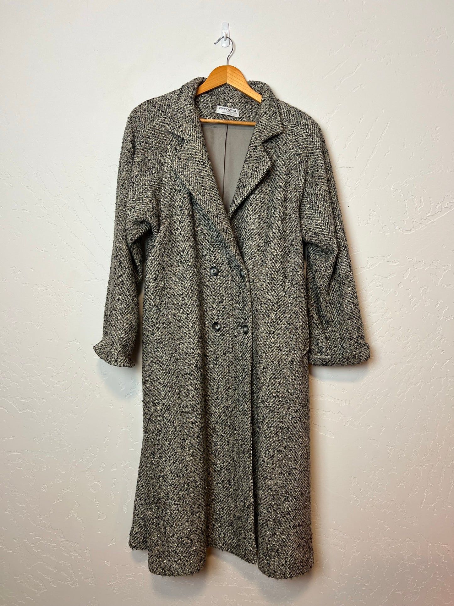 Forecaster of Boston Grey Herringbone Tweed Coat - Size 12