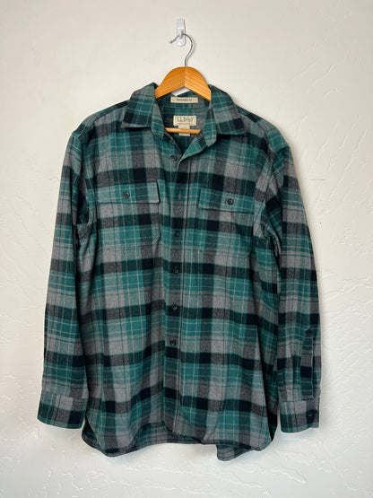 L.L.Bean Chamois Cloth Shirt Teal Plaid - L