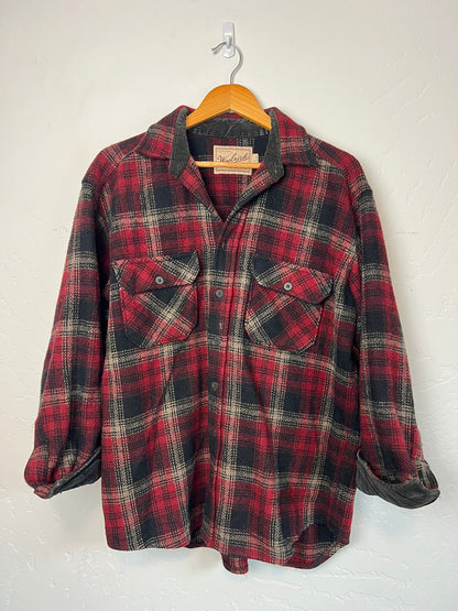 Woolrich Flannel Red Plaid with Corduroy Collar - L