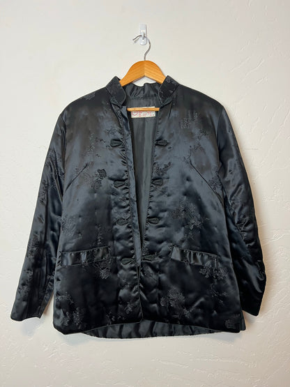 Fortune Black Satin Embroidered Dress Shirt - Size M
