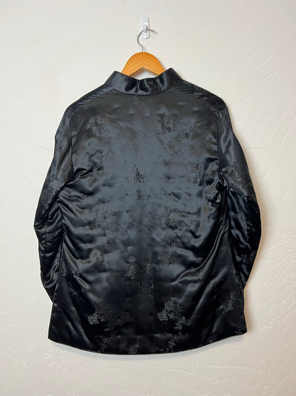 Fortune Black Satin Embroidered Dress Shirt - Size M
