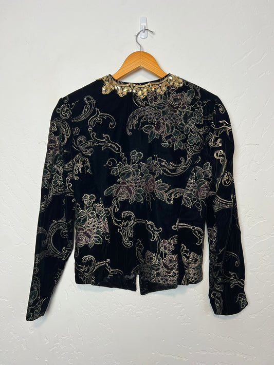 Scott McClintock Velvet Embroidered Evening Blazer - Size 16