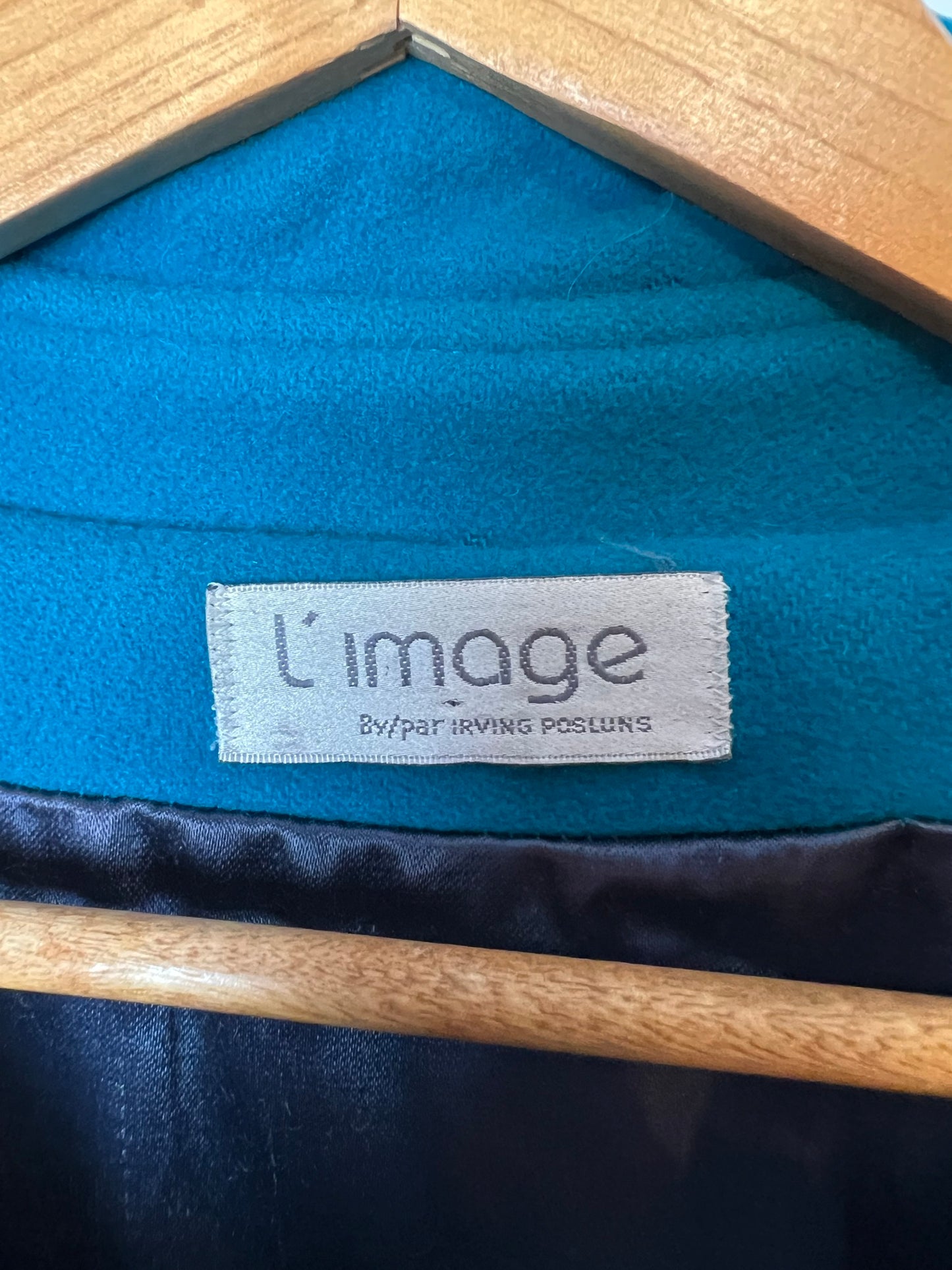 L'Image by Irving Posluns Teal Wool Overcoat - M