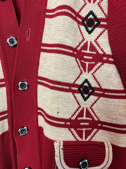 Vintage Burgundy & Cream Southwestern Aztec Cardigan - Size S/M