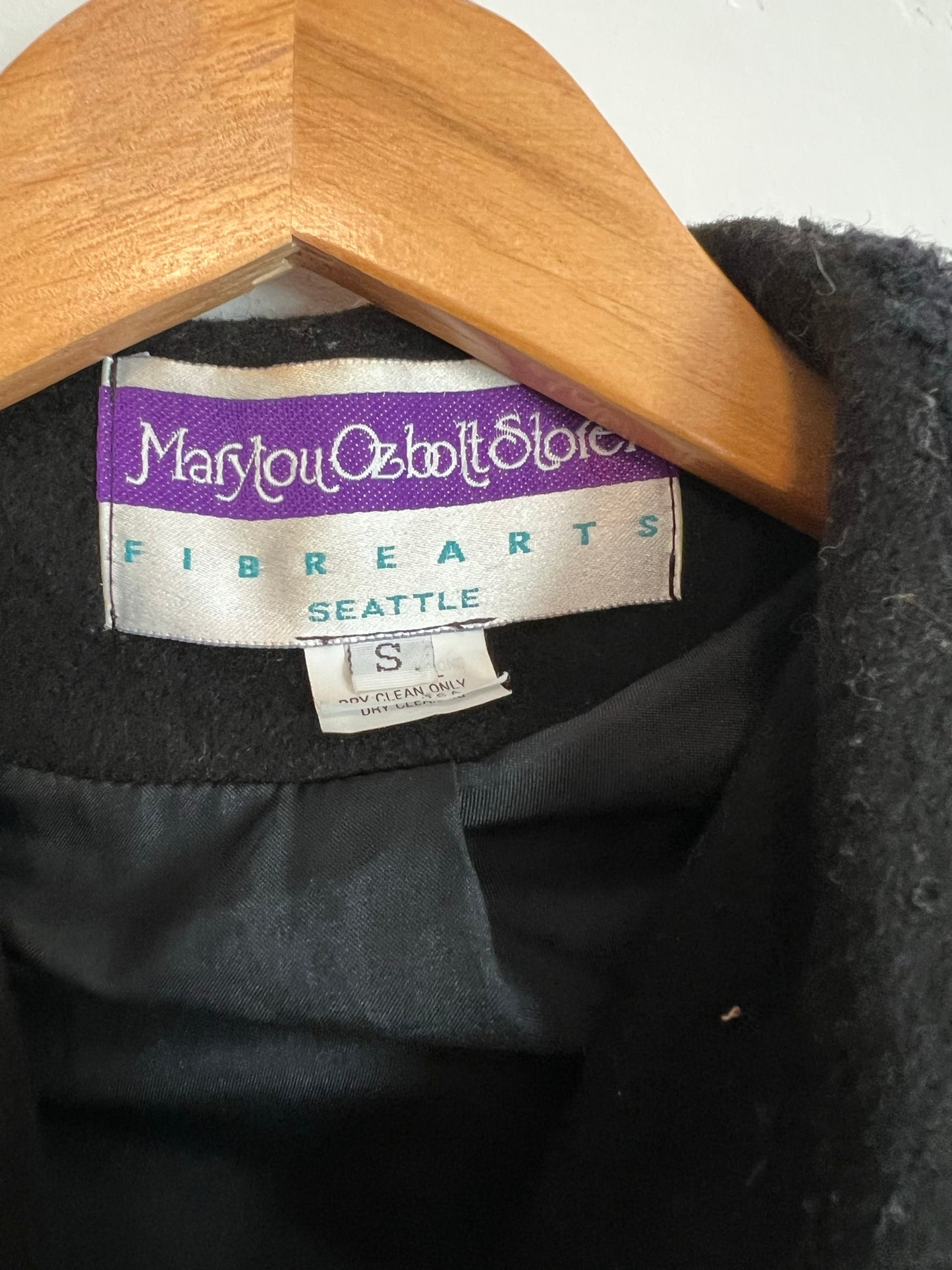 Marylou Ozbolt Storer Fiber Arts Black Wool Embroidered Coat - Size S
