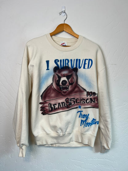 Jerzees 'I Survived Bear Season' Airbrush Crewneck - L