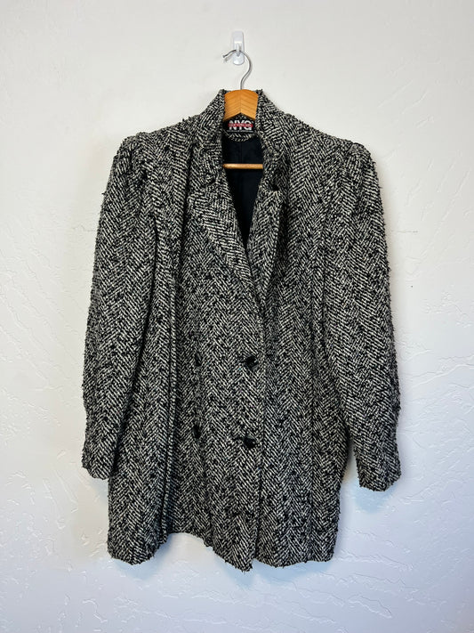 New York Girl Boucle Tweed Coat - Size 14