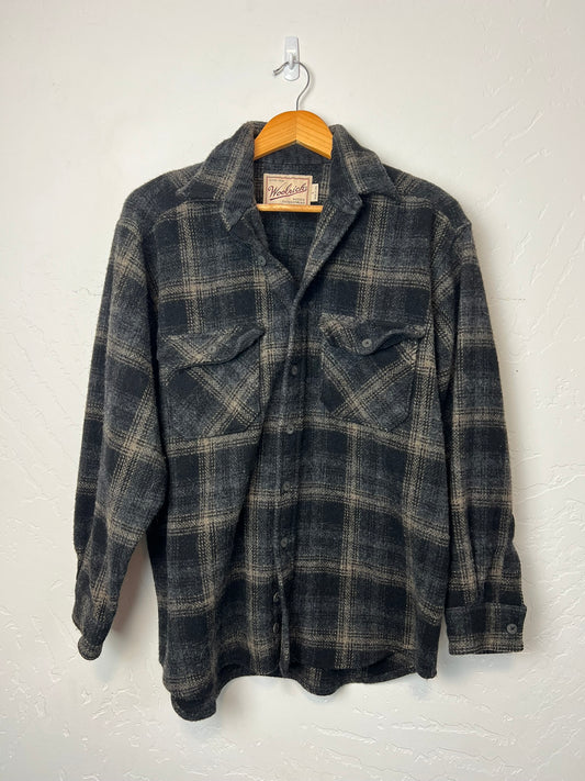 Woolrich Wool Flannel Shirt Charcoal Shadow Plaid - L