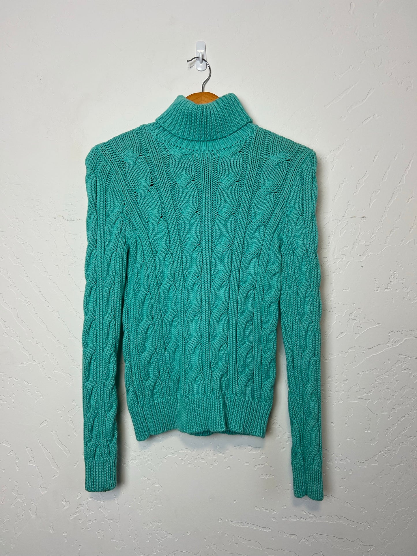 Lauren Ralph Lauren Turquoise Cable Knit Cotton Sweater - Size S