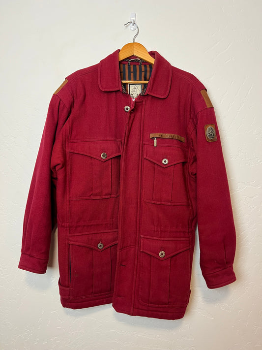 Sondre Wool Field Coat with Leather Patches - Size L